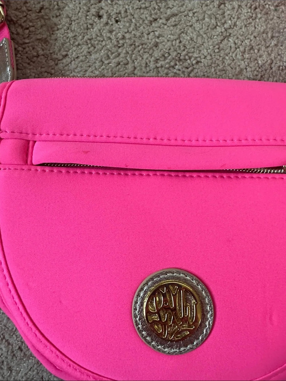 Lilly Pulitzer Neon Pink Crossbody Bag with Branded Strap